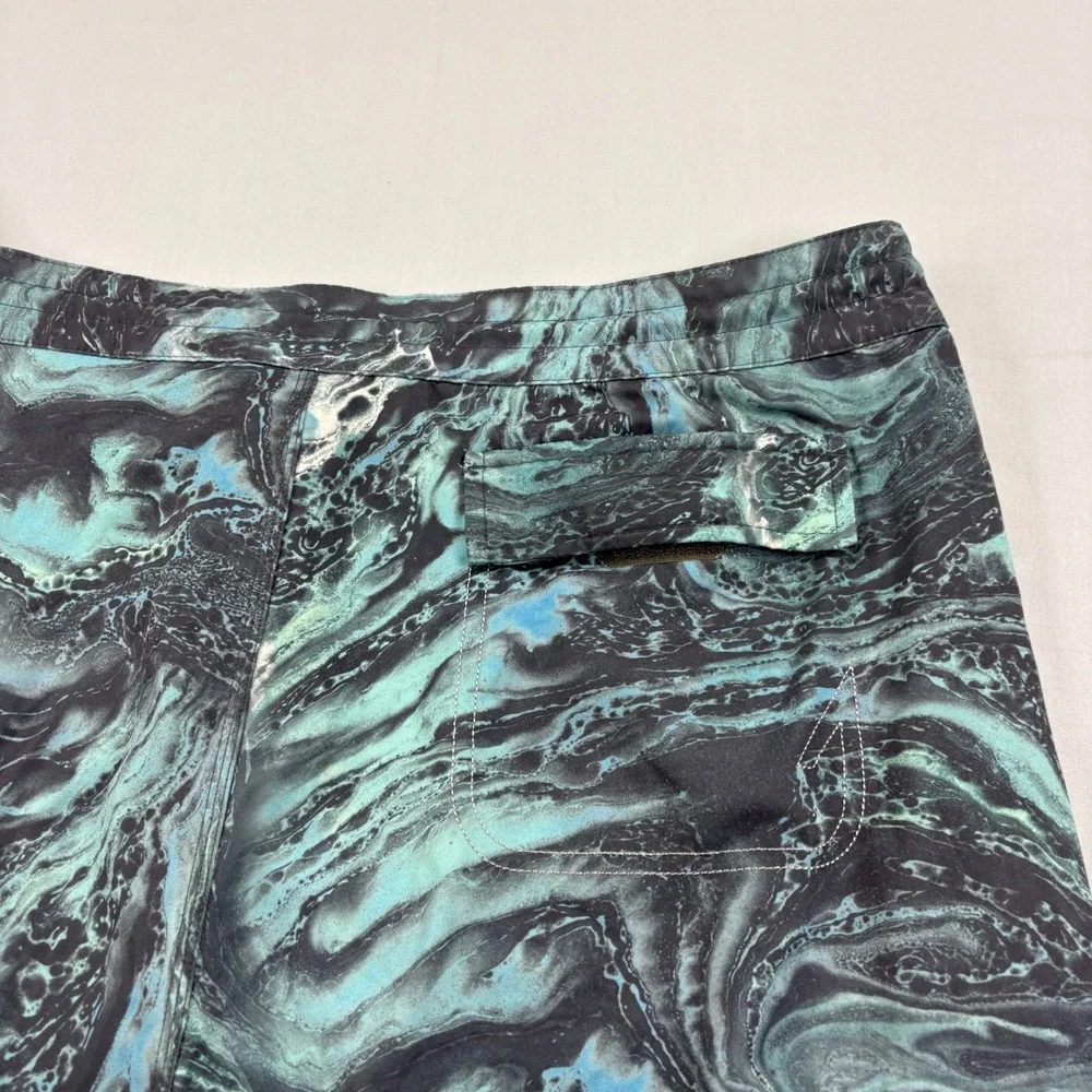 Huk Pursuit Board Shorts Mens 38 Blue Abstract Marble Hybrid Performance Fishing